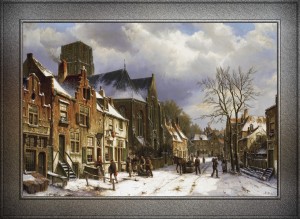 Winter Street Scene by Willem Koekkoek Classical Fine Art Reproduction
